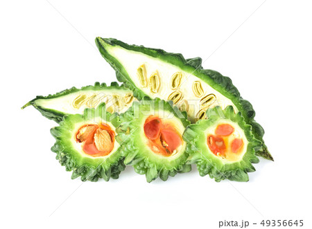 Freash Momordica charantia fruit isolated Freash Momordica charantia fruit isolated 49356645