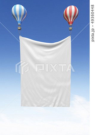 アドバルーン 熱気球 垂れ幕のイラスト素材