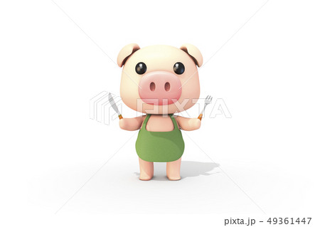 動物 豚 エプロンのイラスト素材
