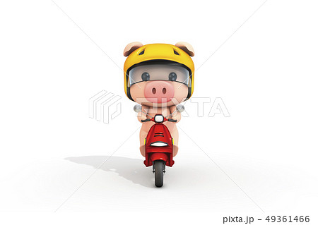 豚 バイク キャラクターのイラスト素材