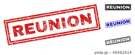 Grunge REUNION Textured Rectangle Stamps 49362014
