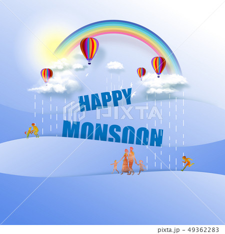 Happy Monsoon Poster Or Sale Banner Templateのイラスト素材
