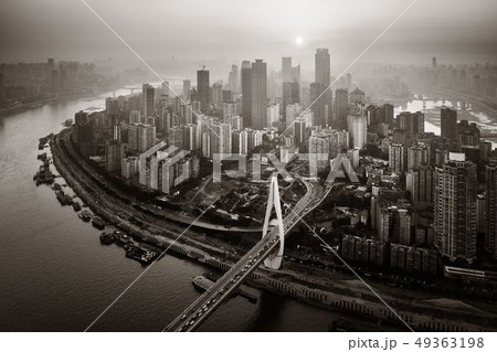 Chongqing Urban buildings aerial sunset Chongqing Urban buildings aerial sunset 49363198