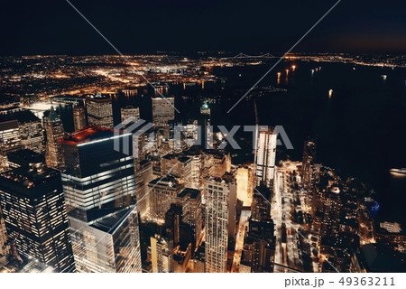 New York City downtown at night 49363211