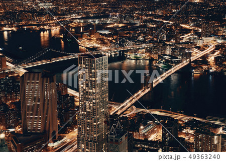 New York City downtown at night 49363240