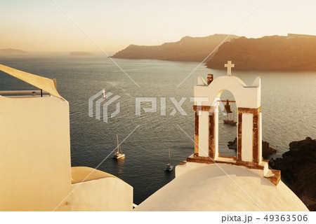 Santorini island bell tower 49363506