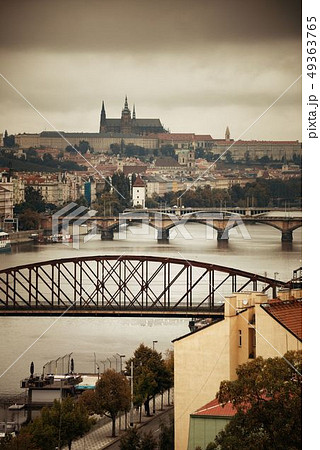 Prague skyline and bridge 49363765