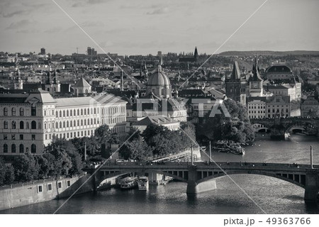 Prague skyline and bridge Prague skyline and bridge 49363766