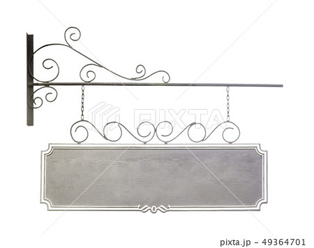 Blank sign hanging isolated on white background 49364701