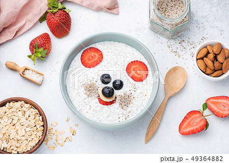 Healthy breakfast for kids with funny face food art 49364882