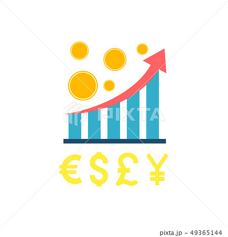 Statistic Chart with Coins Flat Icon 49365144