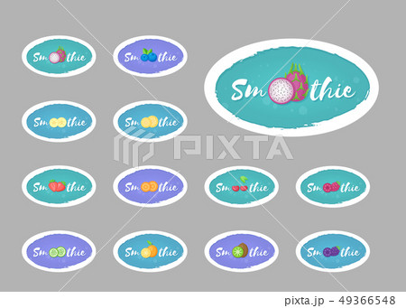 Smoothie label fruit and berry logo set graphic 49366548