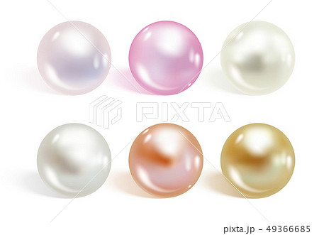 Realistic different colors pearls set. 49366685