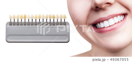 Collage of teeth palette with whitening female teeth. 49367055