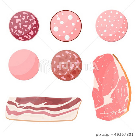 Meat sausage slice set. 49367801