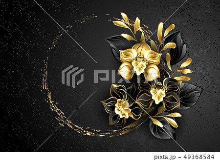 Black jewelry orchid with gold paint Black jewelry orchid with gold paint 49368584