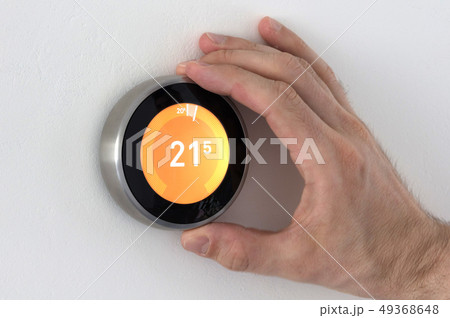 Digital climate thermostat controlling by hand Digital climate thermostat controlling by hand 49368648