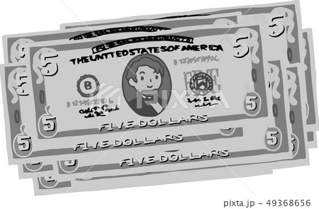 5ドル紙幣 アメリカドル $ かわいい 手描き 5ドル紙幣 アメリカドル $ かわいい 手描き 49368656
