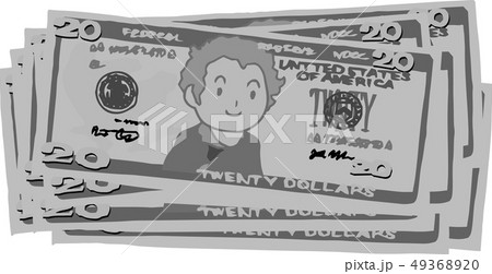 ドル紙幣 アメリカドル かわいい 手描き のイラスト素材 4936