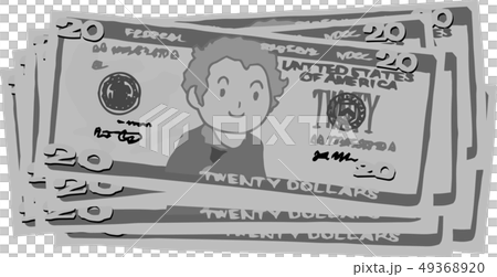 ドル紙幣 アメリカドル かわいい 手描き のイラスト素材 4936