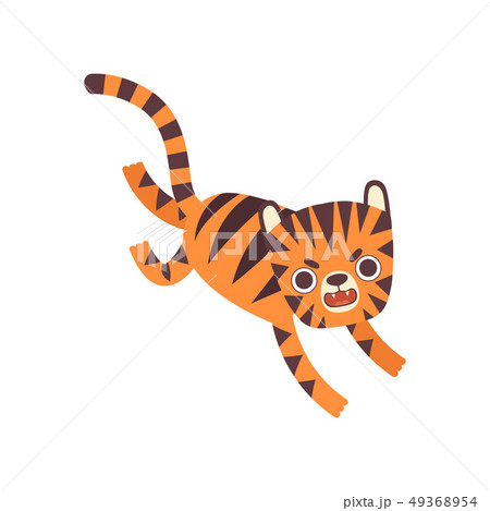 Cute Little Angry Tiger Roaring, Adorable Wild Animal Cartoon Character Vector Illustration Cute Little Angry Tiger Roaring, Adorable Wild Animal Cartoon Character Vector Illustration 49368954