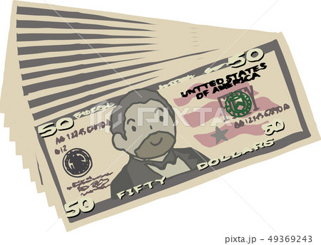 50ドル紙幣　アメリカドル　＄　かわいい　手描き　 49369243