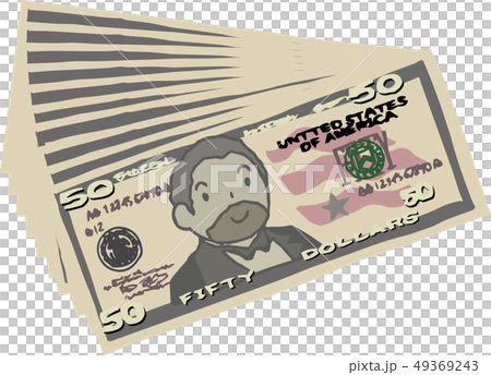 50ドル紙幣　アメリカドル　＄　かわいい　手描き　 49369243