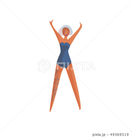 Tattooed woman on white background. Tattoo concept. 49369319