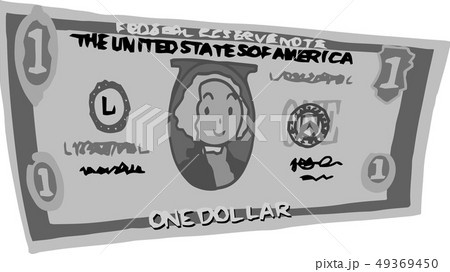 1ドル紙幣 アメリカドル $ かわいい 手描き 1ドル紙幣 アメリカドル $ かわいい 手描き 49369450
