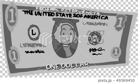 1ドル紙幣 アメリカドル $ かわいい 手描き 1ドル紙幣 アメリカドル $ かわいい 手描き 49369450
