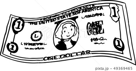 1ドル紙幣 アメリカドル $ かわいい 手描き 1ドル紙幣 アメリカドル $ かわいい 手描き 49369465