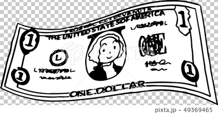1ドル紙幣 アメリカドル $ かわいい 手描き 1ドル紙幣 アメリカドル $ かわいい 手描き 49369465