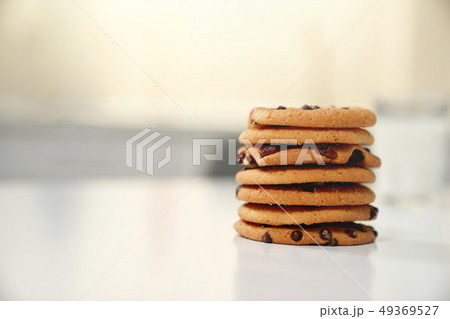 Closeup of chocolate american cookies with raisins 49369527