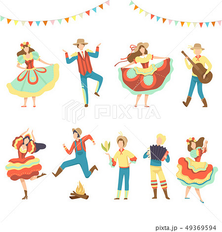 Brazilian Festa Junina Party Happy Men And Stock Illustration