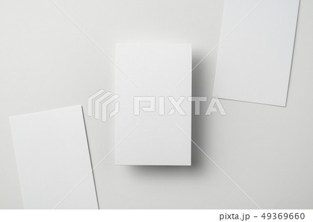 top view of 3 business card isolated on white 49369660