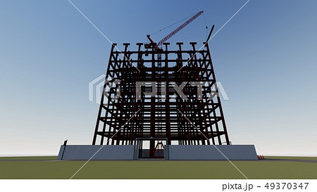 工事現場 鉄骨工事 建設中 Cg3のイラスト素材