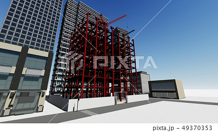 工事現場 鉄骨工事 建設中 Cg6のイラスト素材