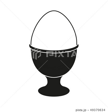 Black and white egg cup silhouette Black and white egg cup silhouette 49370634