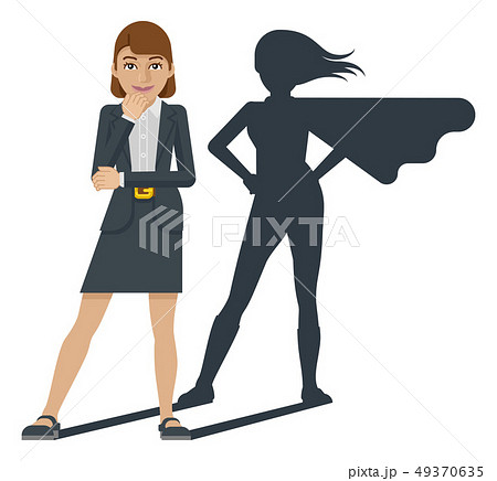 Business Woman Super Hero Shadow Cartoon Mascot Business Woman Super Hero Shadow Cartoon Mascot 49370635