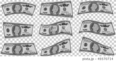 Hundred Dollar Bills American Dollar Curved Curved Hand Drawn Cute Illustration 49370714