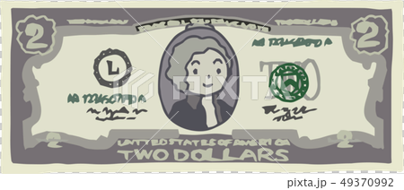 Two dollar bill american dollar cute illustration 49370992