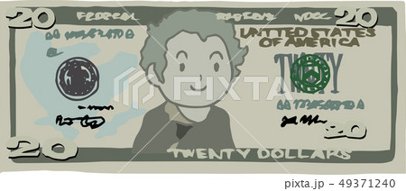 ドル紙幣 アメリカドル かわいい イラストのイラスト素材