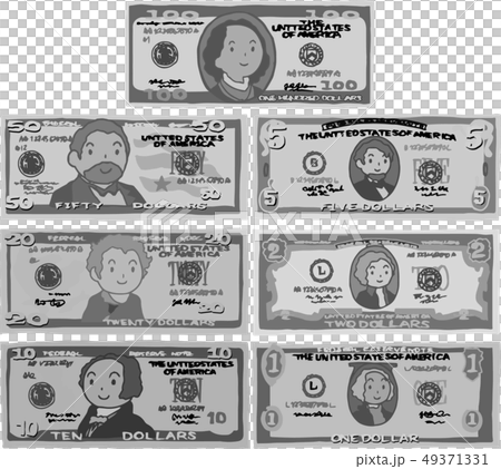 Dollar bill american dollar cute illustration set 49371331