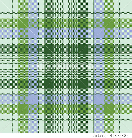 Green plaid pixel seamless fabric texture 49372382