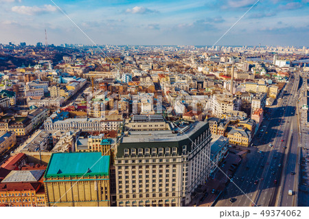 Aerial drone photo.Road with traffic. Beautiful panorama with copter Aerial drone photo.Road with traffic. Beautiful panorama with copter 49374062