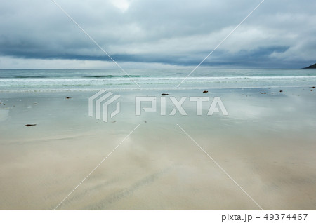 Summer cloudy Ramberg beach, Norway, Lofoten 49374467