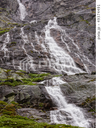 Waterfall in summer rocky mountain 49374491