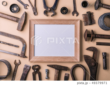 Fathers day greeting card concept. Flat lay. Copy space. Fathers day greeting card concept. Flat lay. Copy space. 49379971