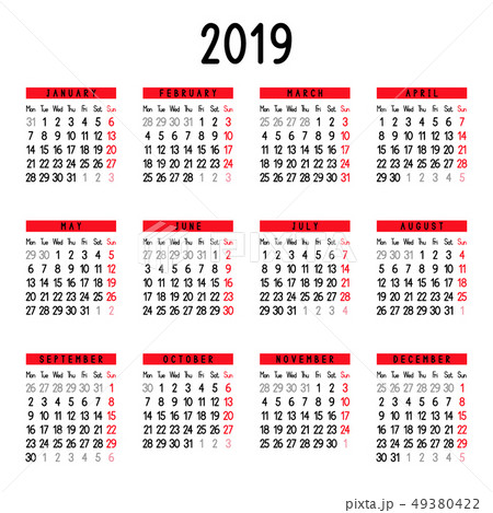 Calendar 2019 Calendar 2019 49380422