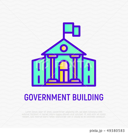 Government building with flag thin line icon 49380583